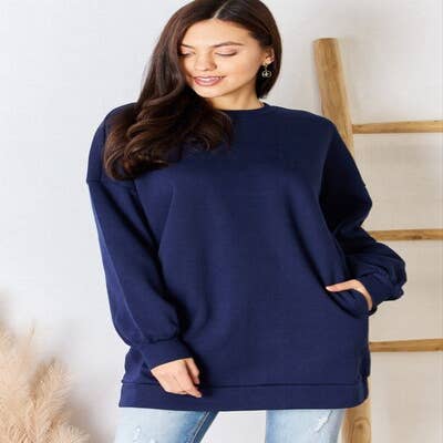(Zenana Outfitters) V-Neck Long Sleeve T Shirt Basic Plain Solid Cotton  Spandex 