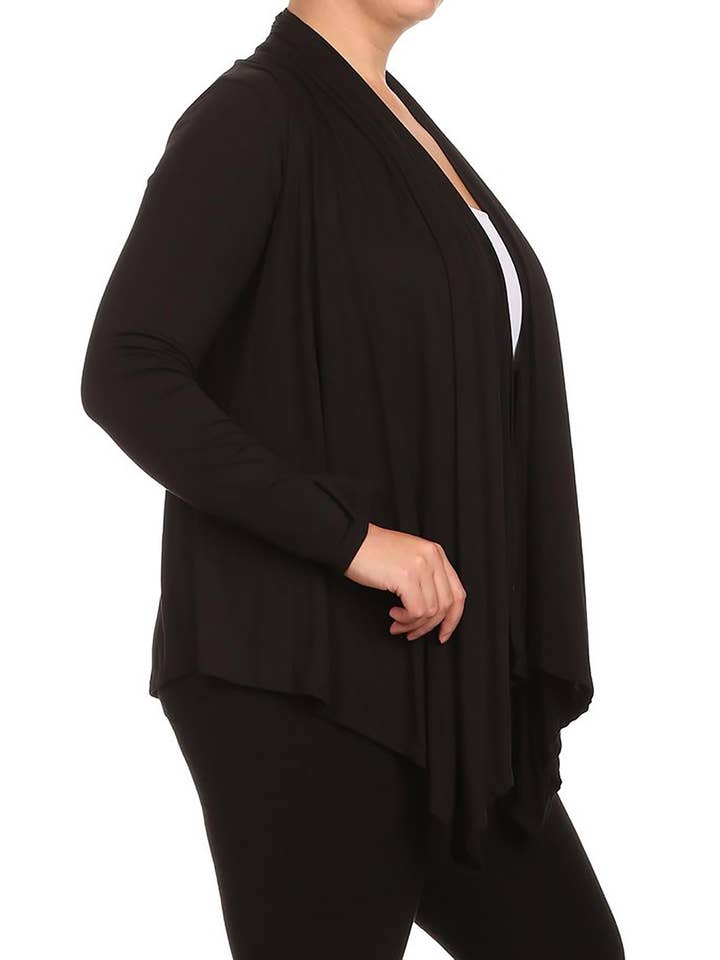 MOA COLLECTION – wholesale Kofta - Dam – Dam Plusstorlekar Casual Draperad Öppen Framsida Enfärgad Kofta