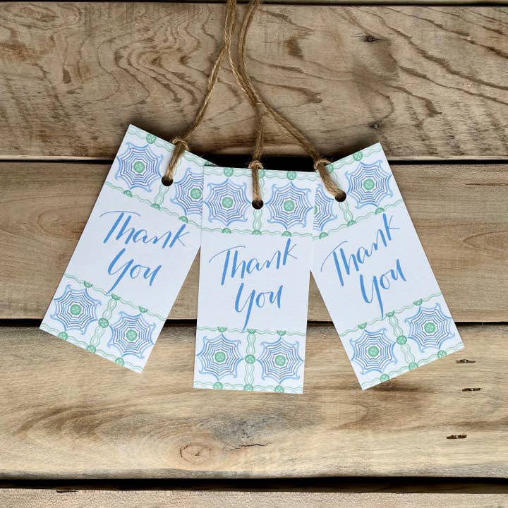 Mar + Liz Ink and Art – Cartão de presente por atacado – Obrigado etiqueta de presente de azulejo português1