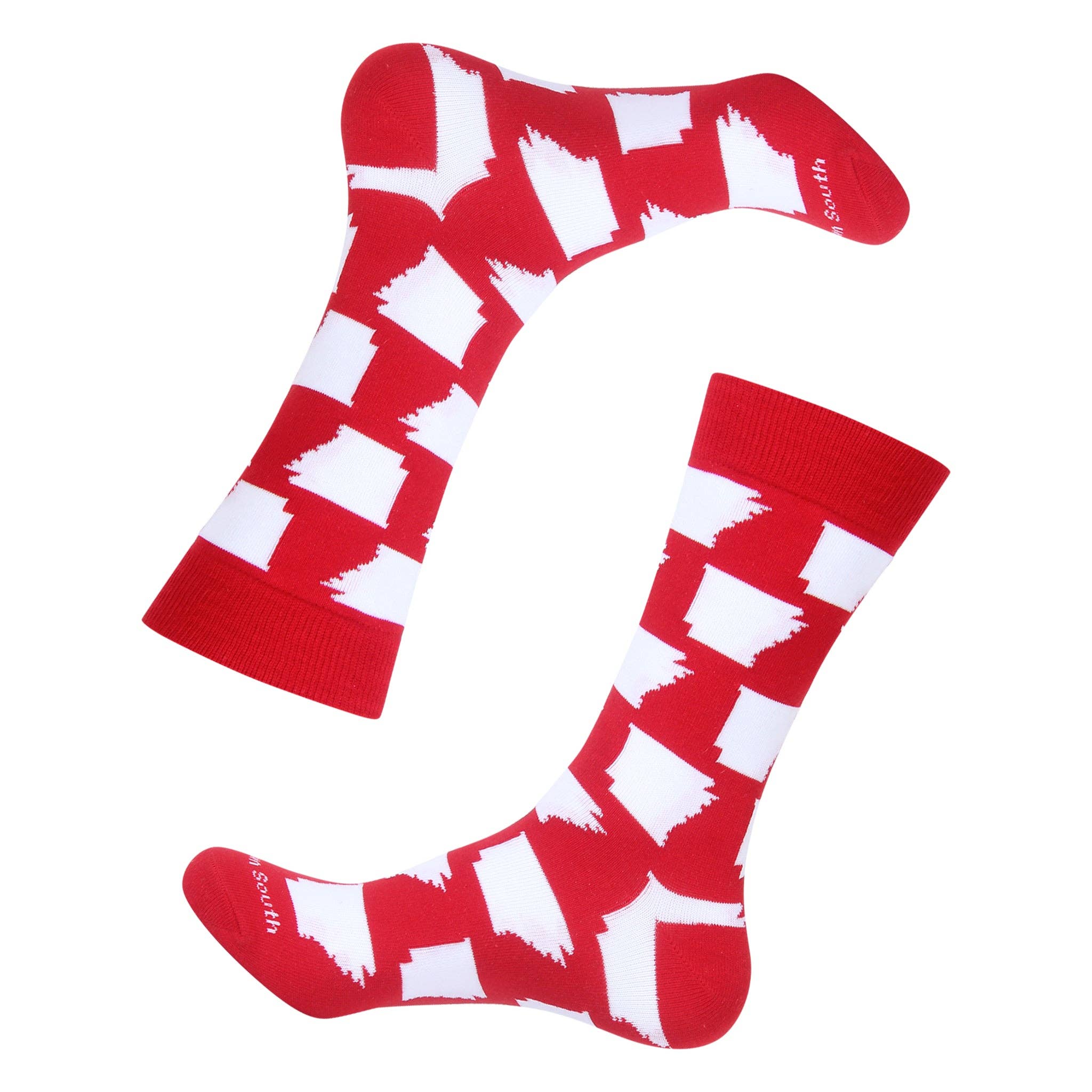 Barrel Down South - Wholesale Socks - Men's - Red/White Arkansas Shape Socks2