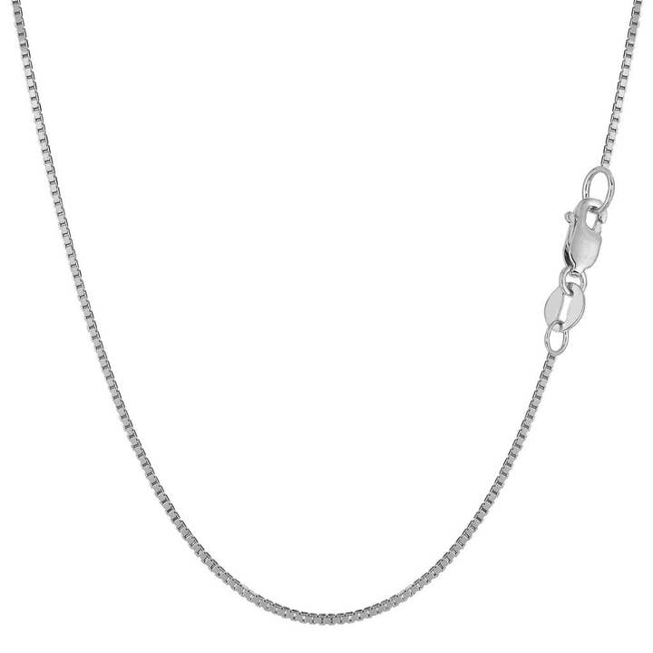 10k SOLID Yellow OR White Gold 0.80mm Shiny Classic Mirror Box Chain with Lobster-Claw Clasp (16",18", 20", 22" 24" or 30 inch) for wholesale by The Diamond Deal