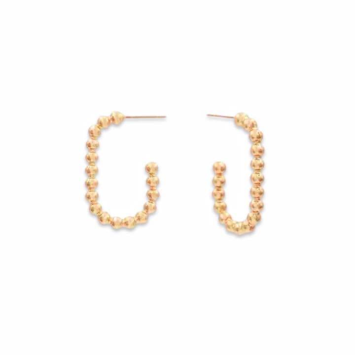 Pierce + Hide - Wholesale Hoop Earrings - Oval Gold Ball Hoops | Gold Hoop Earrings | Classic Gold Hoops