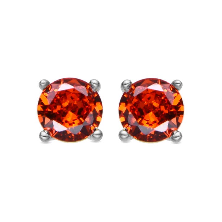 Luxenter - Wholesale Stud/Post Earrings - Pendientes de Plata de Ley 925 con Circonita Naranja acabado Rodio - Iona