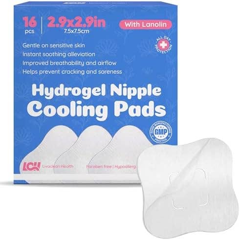 16CT Coussinets de Gel Hydrogel pour Allaitement avec Lanoline - Coussinets Apaisants en Gel pour Mamelons Endoloris - Essentiels pour l'Allaitement par Livaclean Health pour la vente par Livaclean