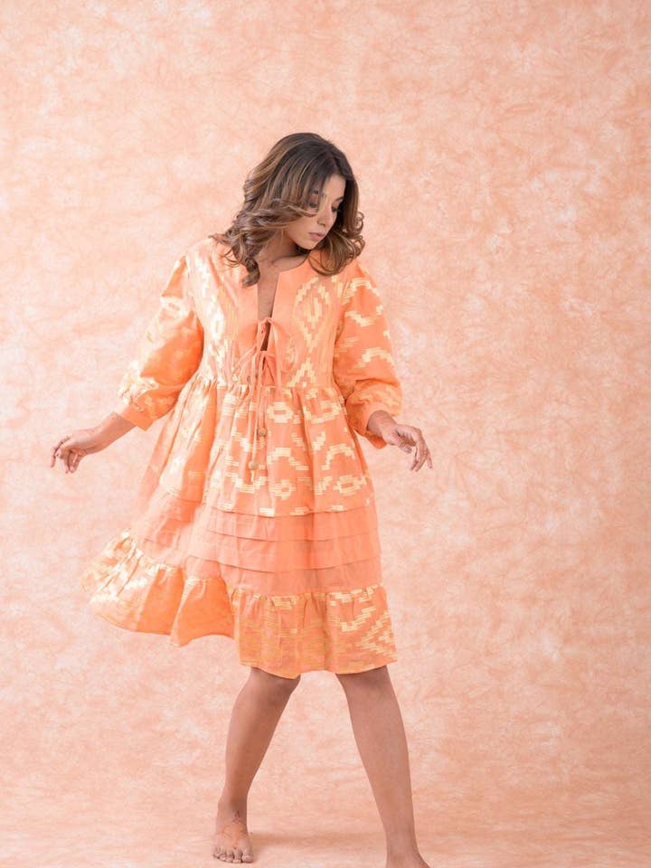 Rhea - Wholesale Dress - Women's - Rhea Art Tunic Top, Lightweight Cotton Ruffle Hem Design18