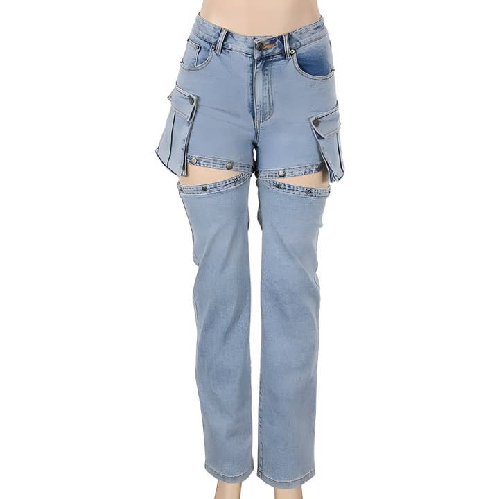 DENIM SNAP AWAY STATEMENT JEANS for wholesale on Faire1