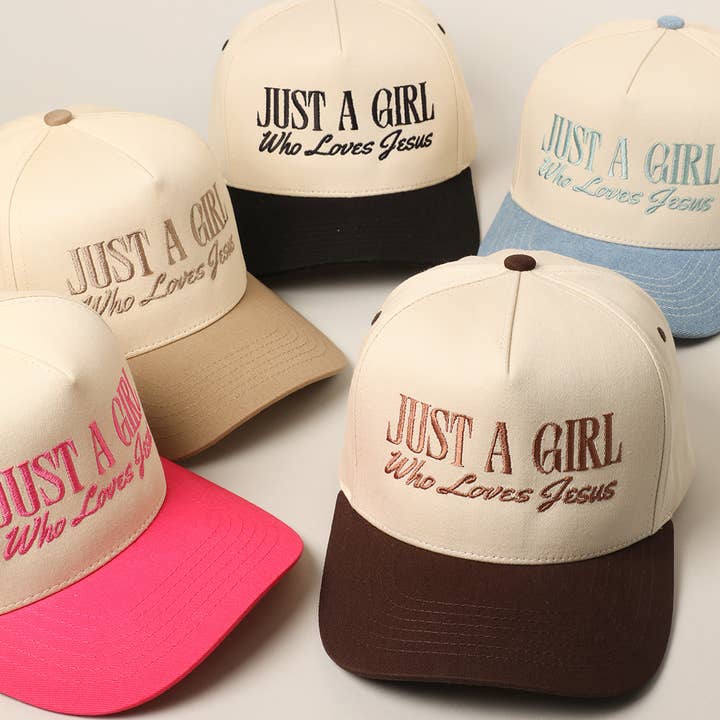 Fashion City - Wholesale Trucker Hat - Women's - Just A Girl Who Loves Jesus Embroidery Trucker Hat