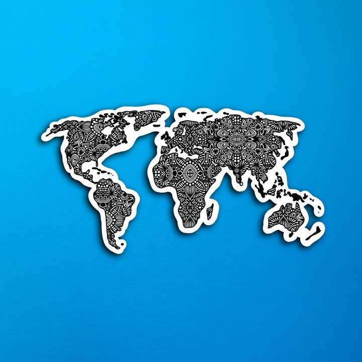 World Map Sticker (WATERPROOF) for wholesale by Zenspire Designs
