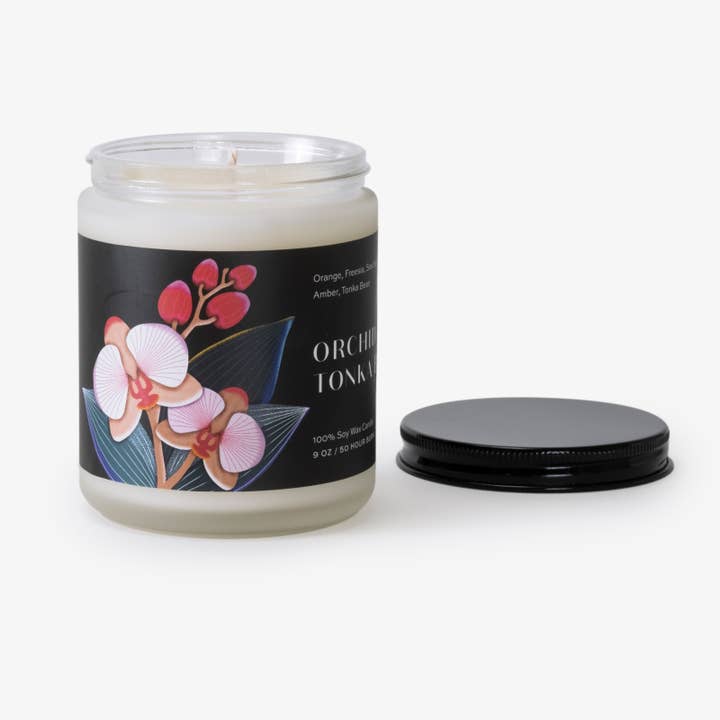 Orchid & Tonka Bean Candle: 9 OZ Soy Candle for wholesale by Helia Fragrance
