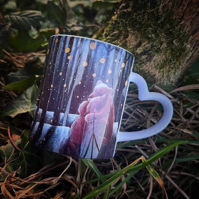 Hannah Willow Art - Wholesale Coffee Mug - Heart Handled Winter Hygge Coffee Mug