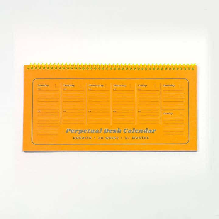 Perpetual Desk Calendar - Undated - Flo Orange for wholesale by Next Chapter Studio