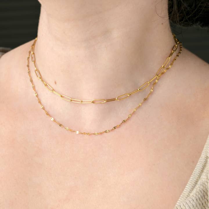 Blueyejewelry - Wholesale Link & chain necklace - Mirror Chain Necklace - Tarnish-free Sequin Choker 2