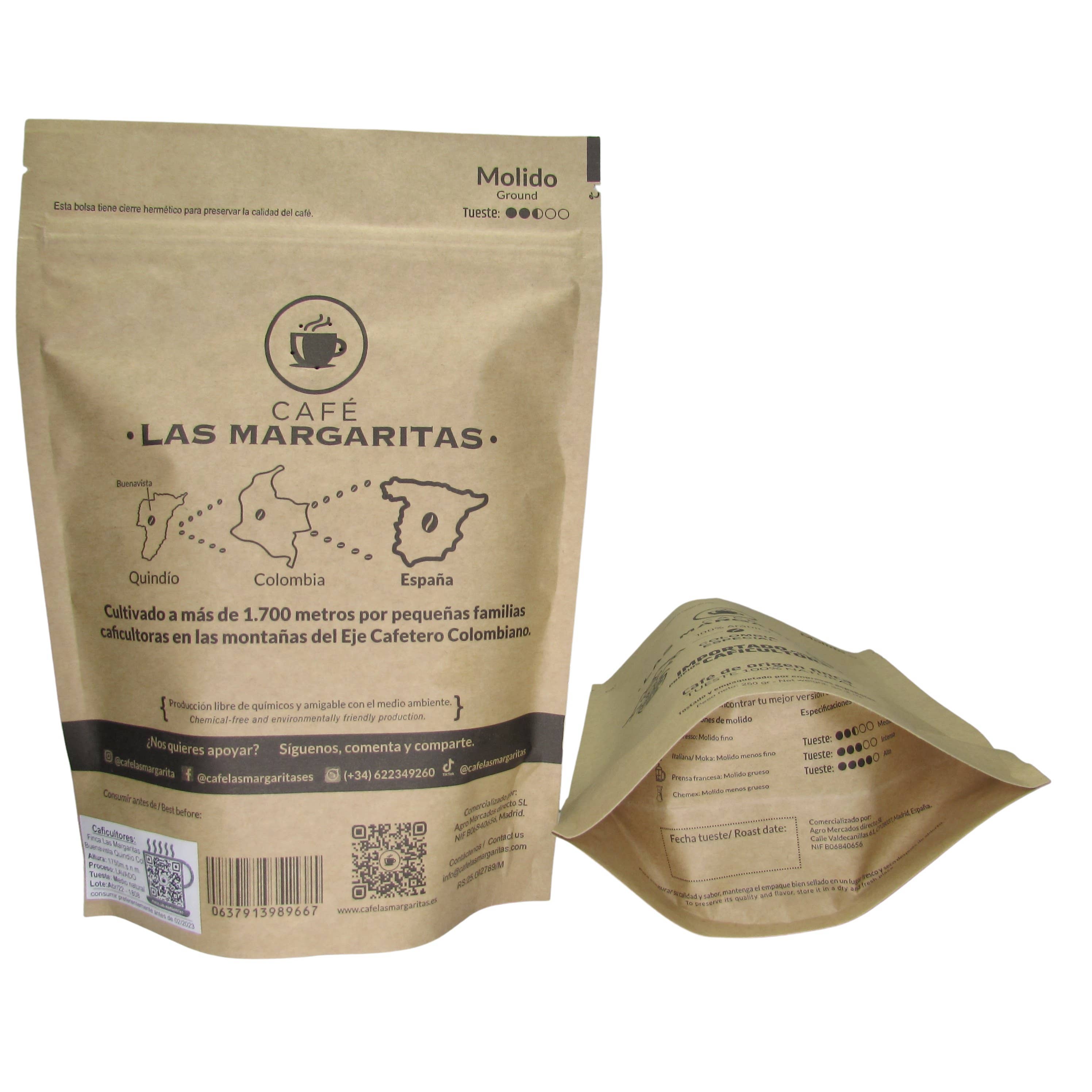 Café Las Margaritas - Wholesale Coffee Beans - Coffee Colombia origin Finca Arabico roast natur ground x250gr3