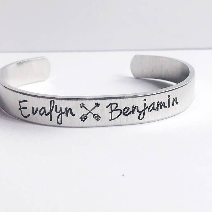 Personalized Text Custom Name Cuff Aluminum // Mommy Bracelet Mothers Day Gift For Wife Girlfriend for wholesale by Team Neville