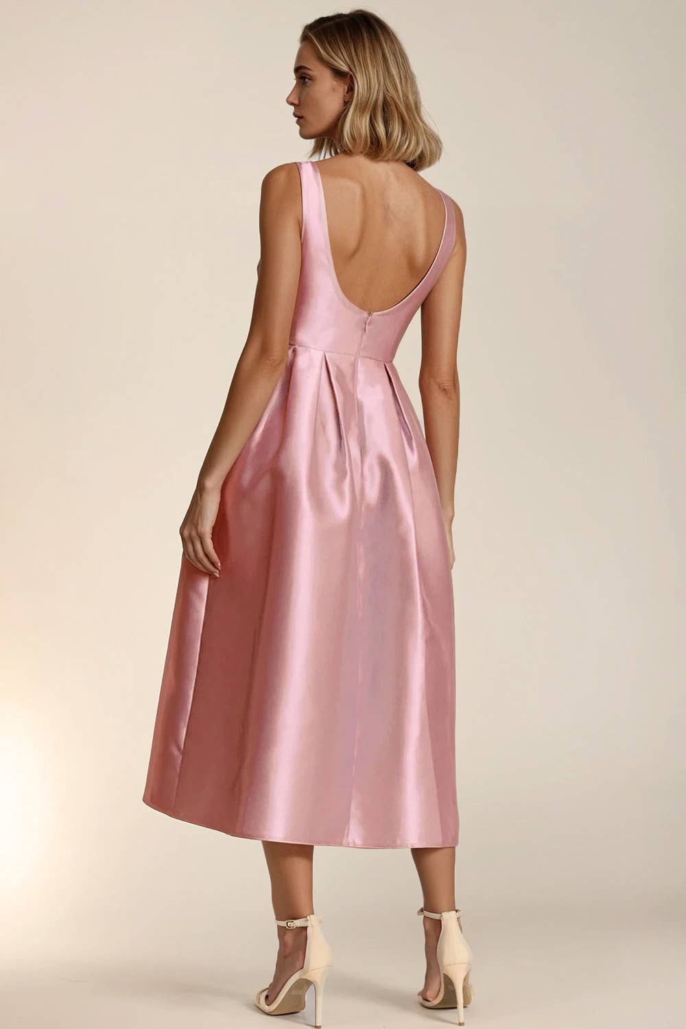 Maniju – Engroshandel Kjole - Dame – Taffeta midi-kjole med lommer9