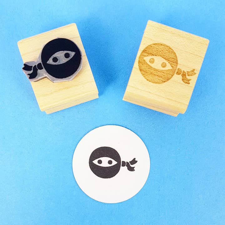 Ninja Mini Rubber Stamp for wholesale by Skull and Cross Buns Rubber Stamps