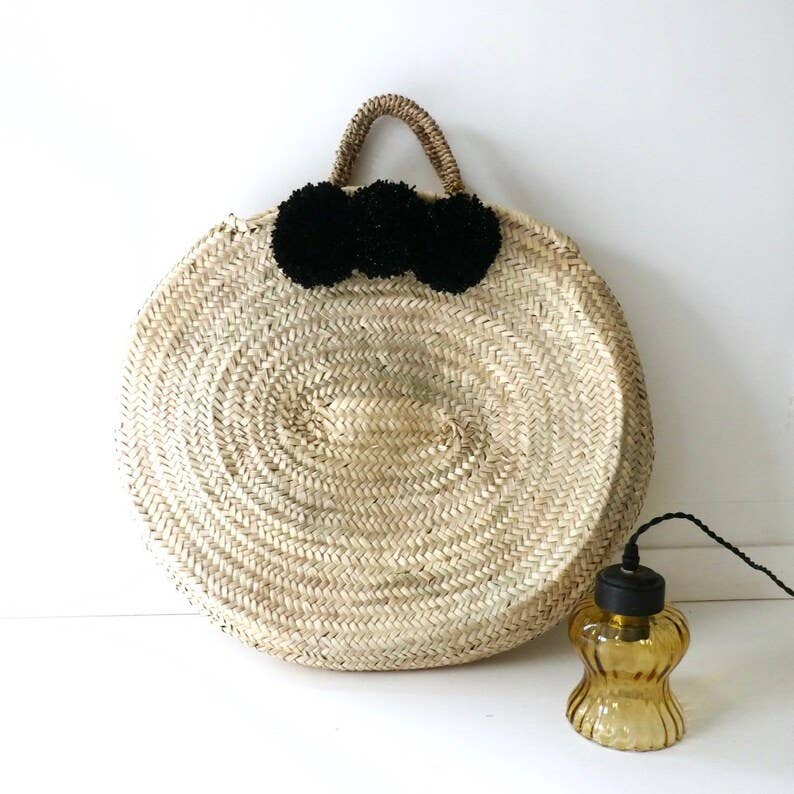 craftberber - Venta al por mayor Bolsa de playa - bolso redondo de paja, bolso de paja, cesta natural francesa5