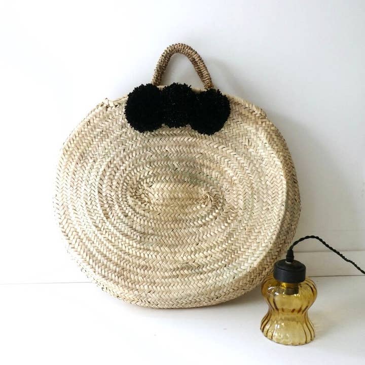 craftberber - Venta al por mayor Bolsa de playa - bolso redondo de paja, bolso de paja, cesta natural francesa5