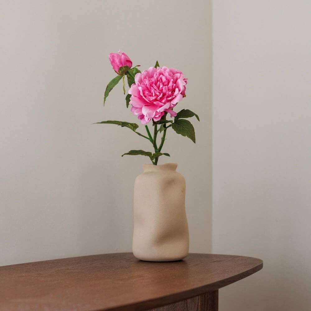 Flowrette - Venta al por mayor Flores artificiales - Peonía rosa oscuro Amaranto verde artificial - alta gama - real touch - Día de la Madre1