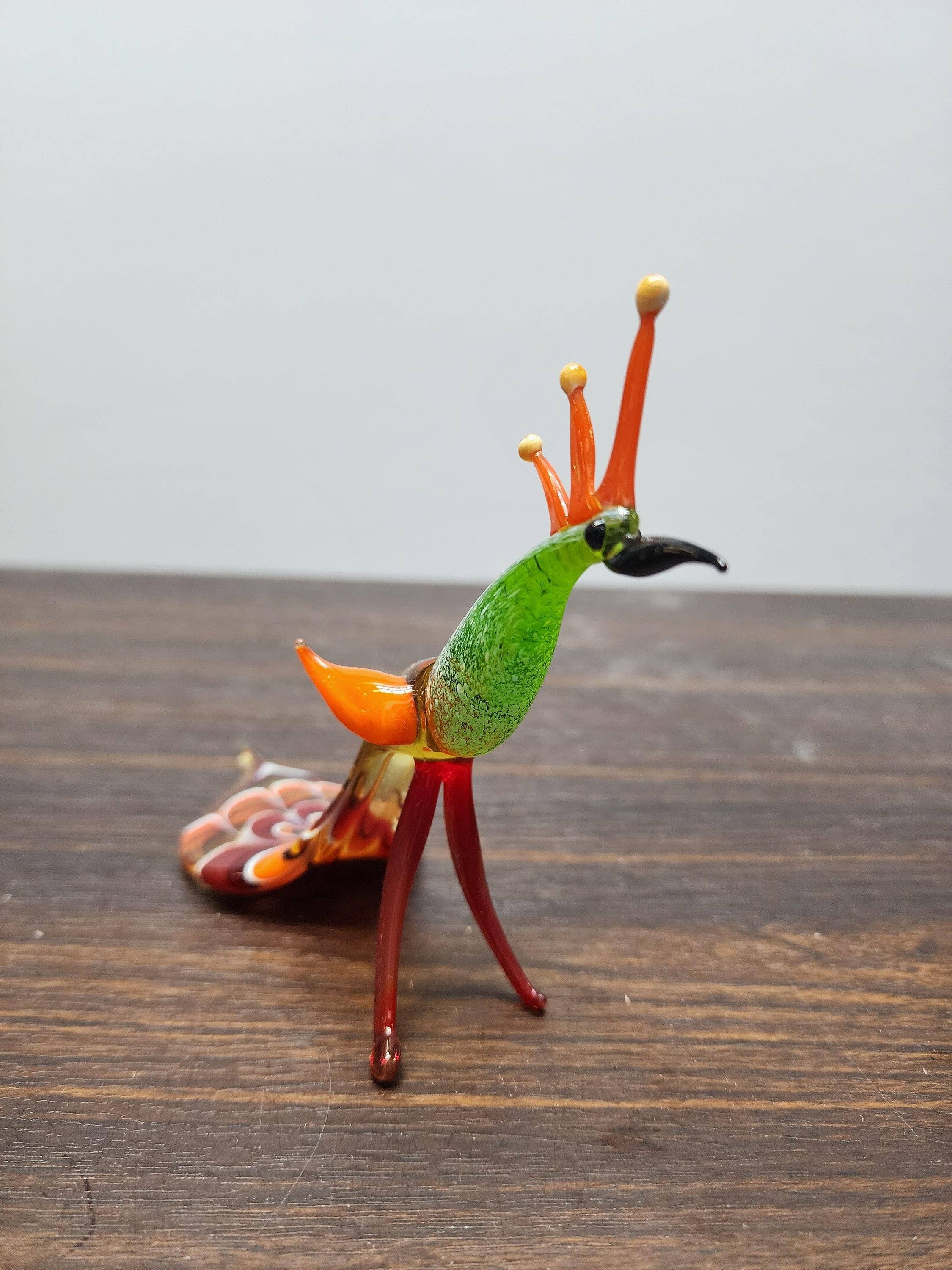 Glass by Iness - Wholesale Decorative Figurine - Naturally Colored Glass Figurine - Handcrafted - Peacock Design4