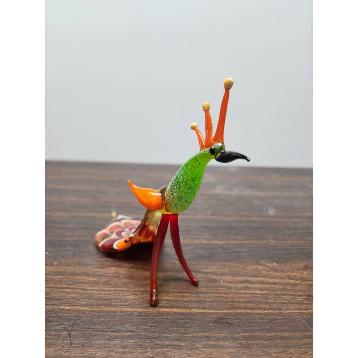 Glass by Iness - Wholesale Decorative Figurine - Naturally Colored Glass Figurine - Handcrafted - Peacock Design4