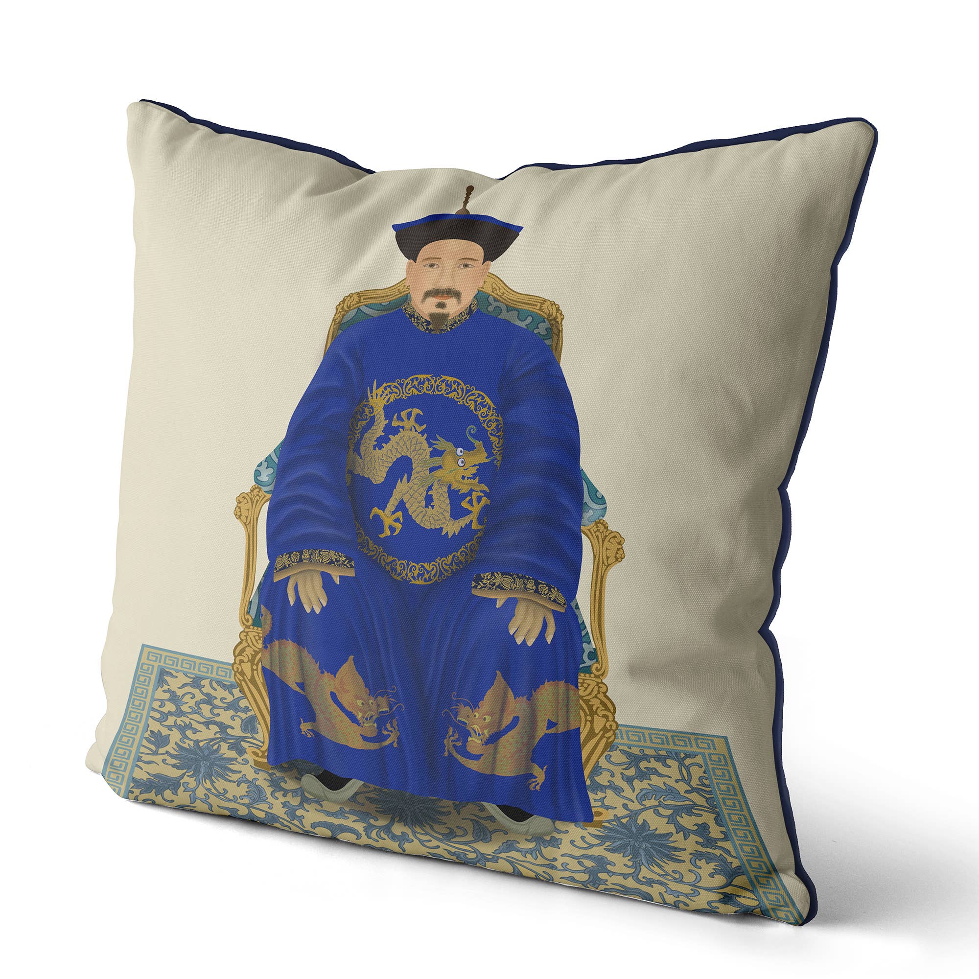FabFunky Ltd - Wholesale Throw/Decorative Pillow - Chinese Emperor/Empress 2 Blue Chinoiserie pillow cushion0