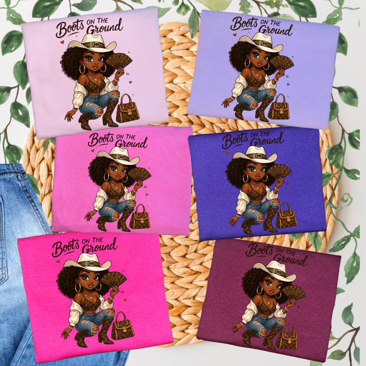 Duck Creations Wholesale - Wholesale T-Shirt (Graphic) - Women's - Boujee Boots on the Ground Graphic T-shirt