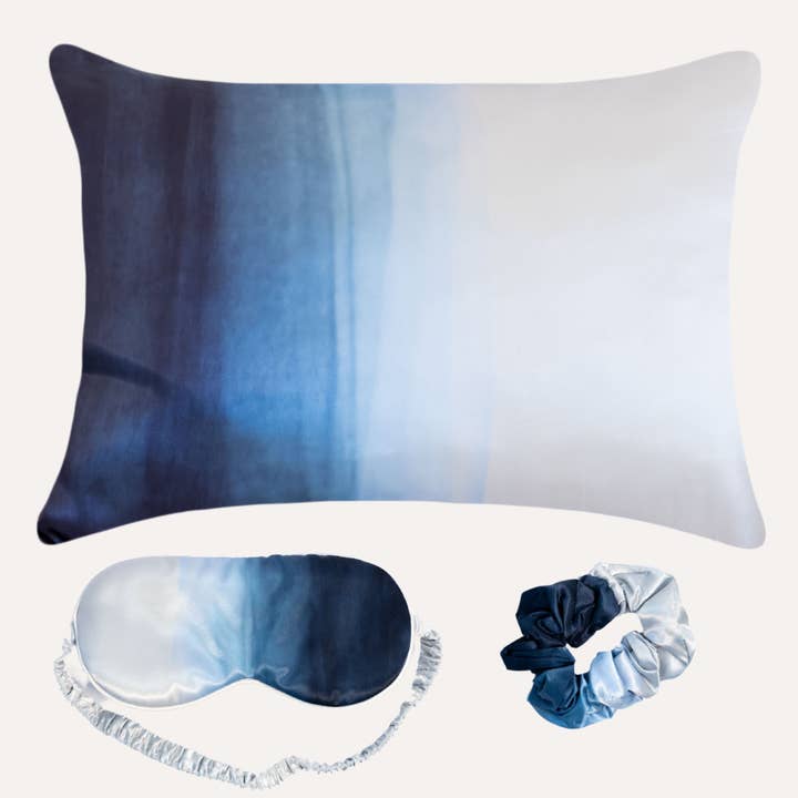 Luxurious Satin Pillowcase Gift Set of 3 - Blue Ombre for wholesale by Fenrici Brands