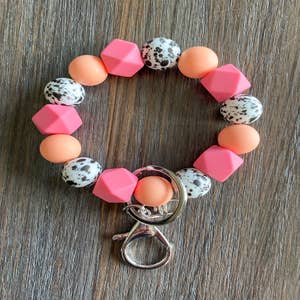 Silicone Beaded Teacher's Lanyard Coral