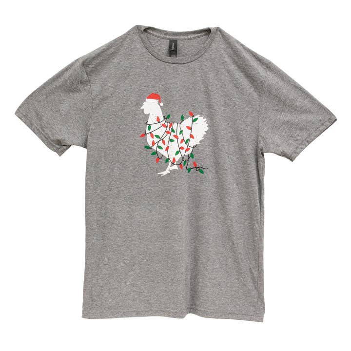 Christmas Chicken T-Shirt Graphite Heather Medium for wholesale by Col House Designs