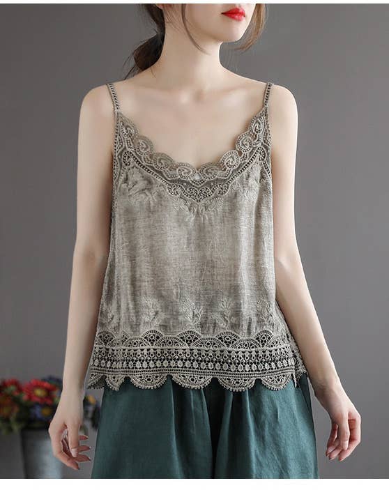 Hope & Sunshine - Wholesale Camisole - Dames - Stone Wash topje met kanten rand13