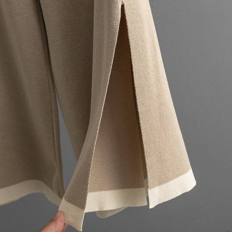 Sheer Trend – Engroshandel Loungesæt - Dame – Strikket todelt sæt med farveblok, stribemønster og delt kant6