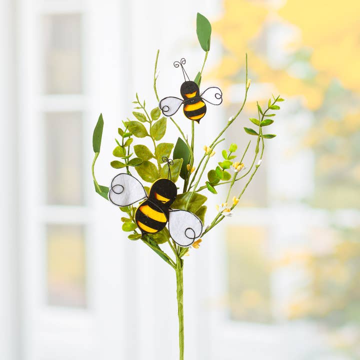 18" Felt Layered Bee Floral Stem for Spring,and Summer Decor for wholesale by Factory Direct Craft