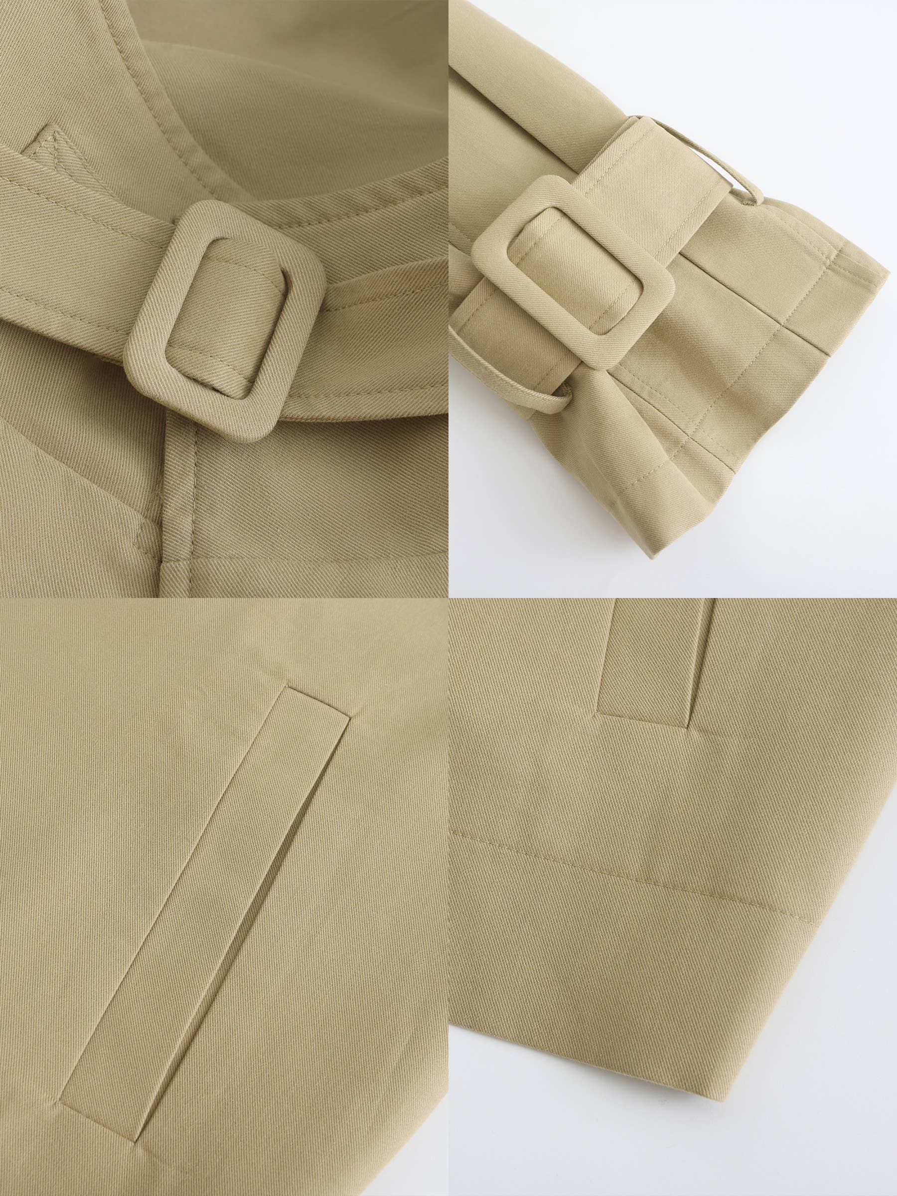 CUBIC – Großhandel Trenchcoat – Damen – Kurz geschnittener Trenchcoat mit Überlagerung vorne16