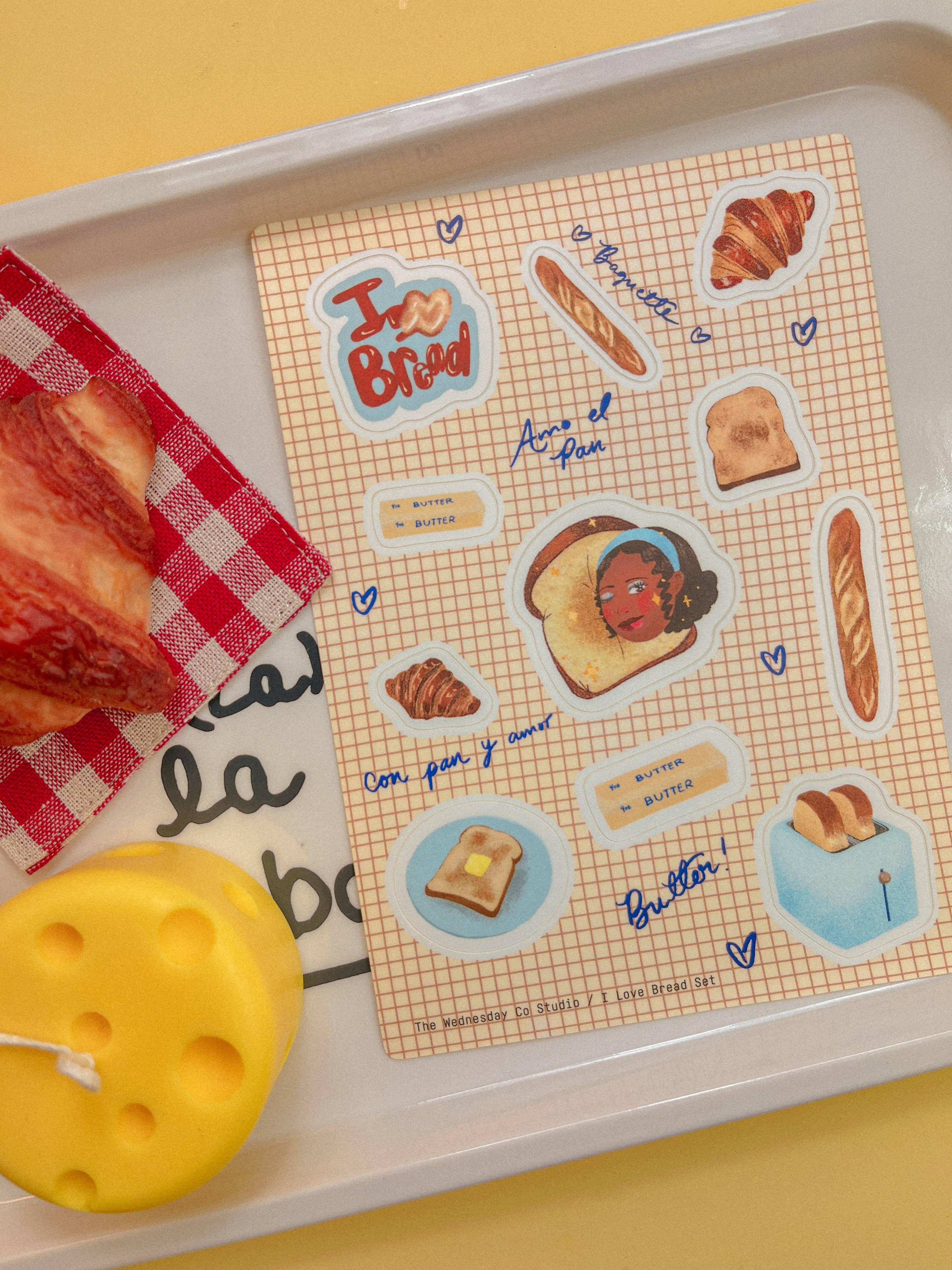 The Wednesday Co - Wholesale Sticker - I Love Bread Vinyl Sticker Sheet1