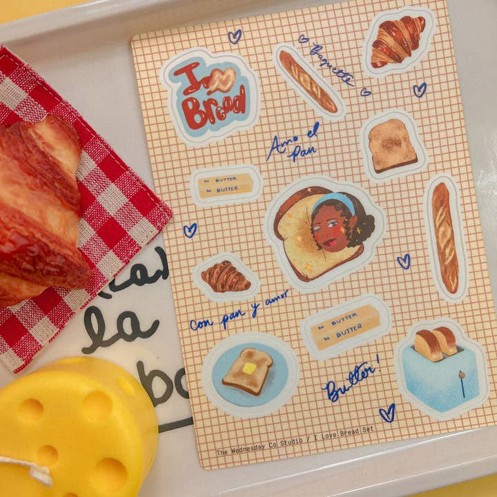 The Wednesday Co - Wholesale Sticker - I Love Bread Vinyl Sticker Sheet1