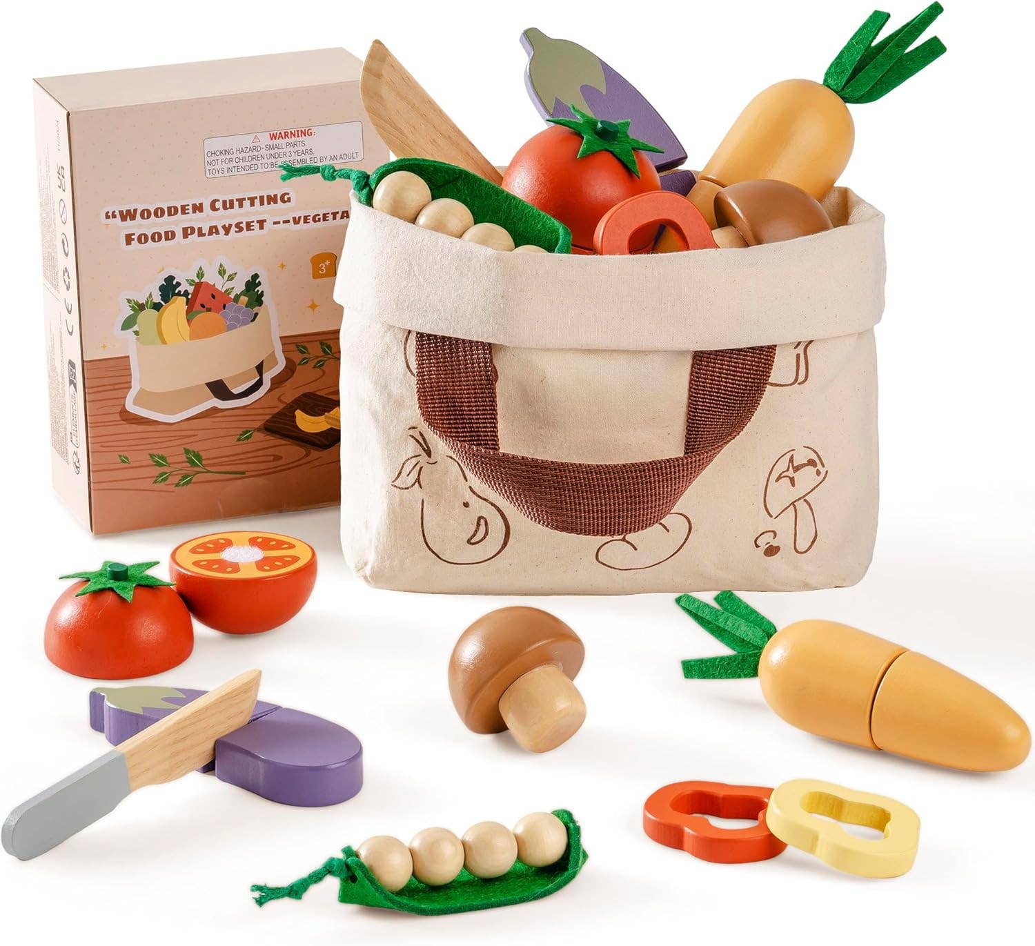 Robud & Mewoofun Official Store - Wholesale Toy Set - Kids - Robud Wooden  Pretend Play Realistic Food Cutting Set Toys12