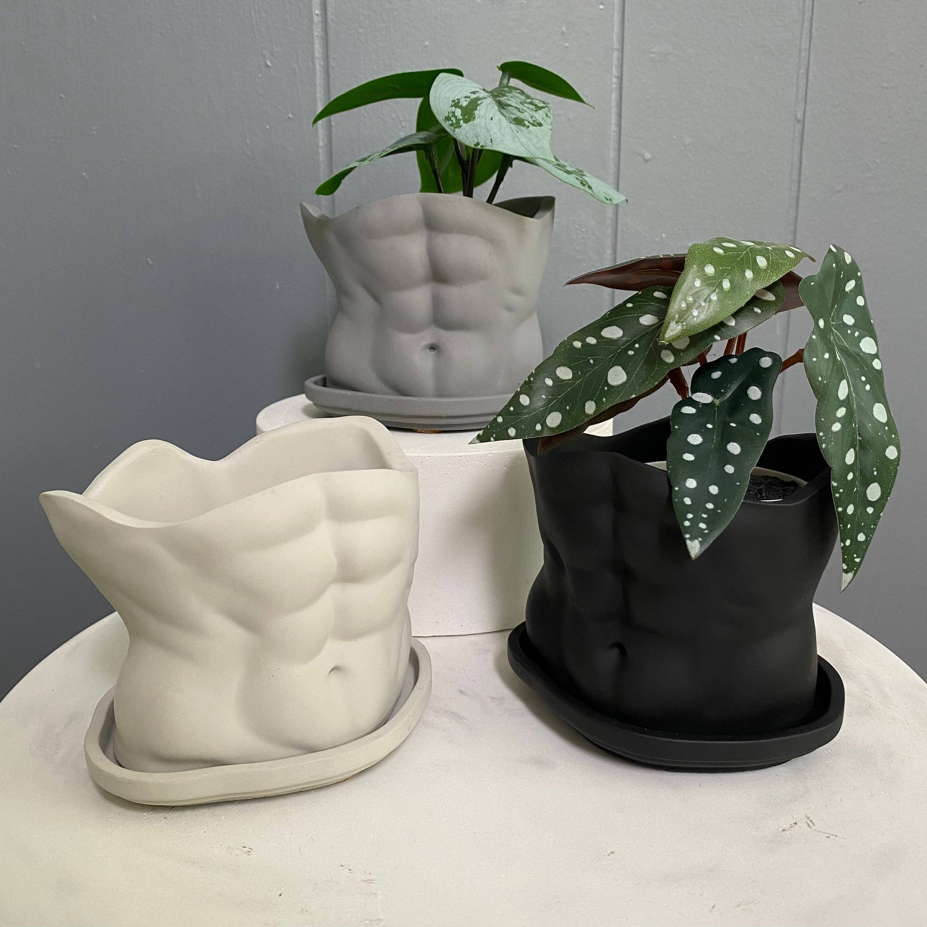 Fancy Concrete - Vente Pot - SIXPOT - Pot de Corps pour Hommes | Torse d'Homme en Béton | Pot pour Hommes2