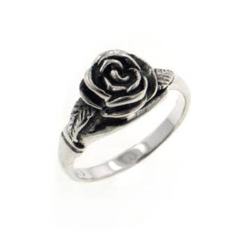 Silver Insanity - Wholesale Band/Stacked Ring - Small Sterling Silver Detailed Rose Flower Ring2