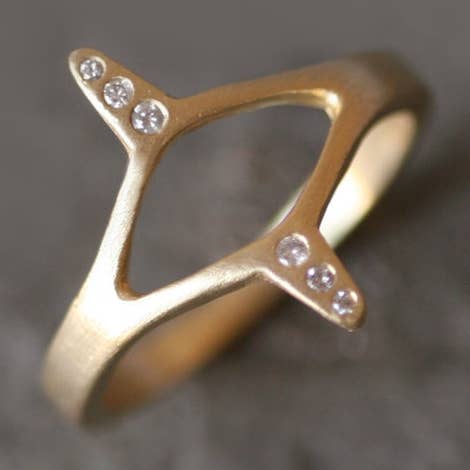 Egyptian Eye Ring in Brass with Diamonds for wholesale by Michelle Chang