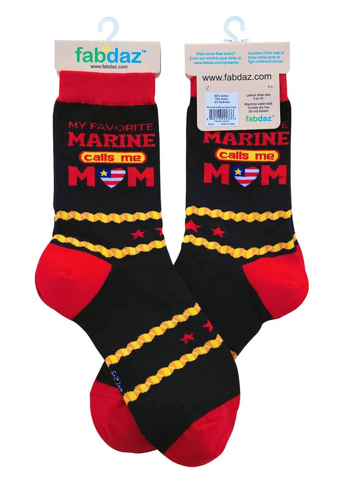 Fabdaz - Wholesale Socks - Women's - My Favorite Marine Calls Me Mom Women's Crew Socks