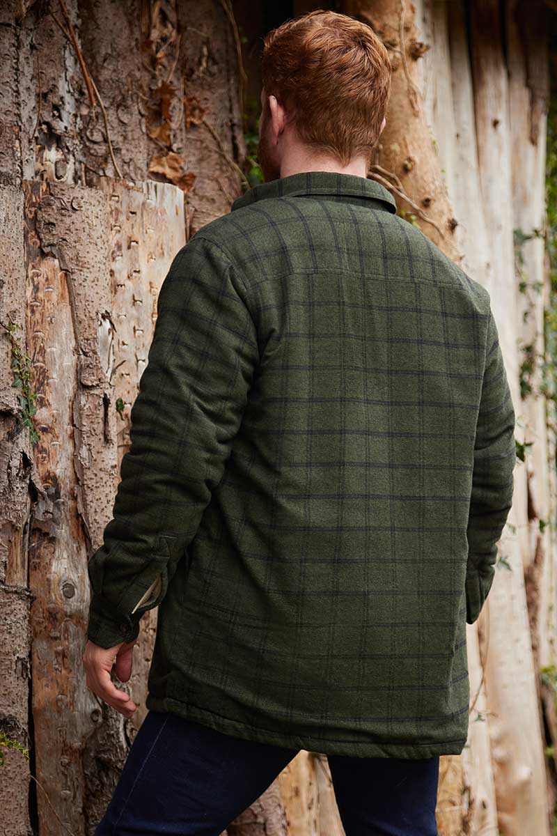 Lee Valley Ireland – Großhandel Hemd mit Button-down-Kragen – Unisex – Flanellhemd mit Fleecefutter und Kragen, Forest Green Karo - LV155
