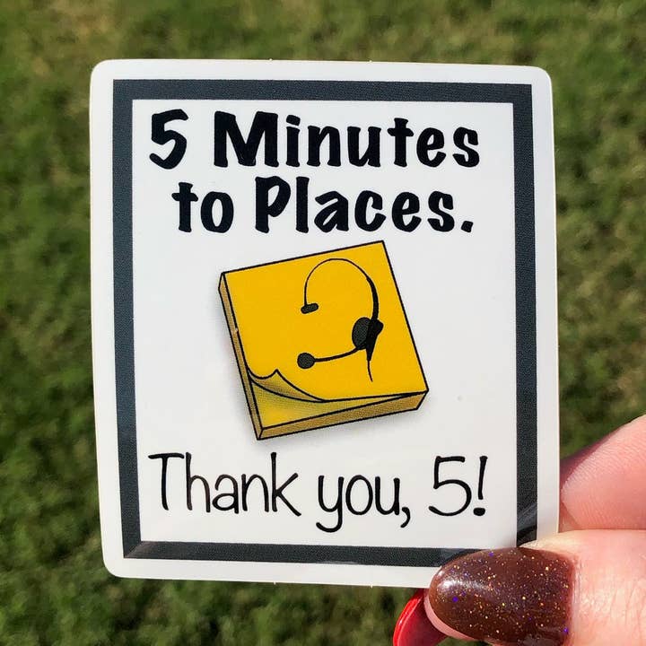 Pegatina de vinilo para gestión de escenario en teatro: 5 minutos para posiciones para venta al por mayor de Lucky Ladybug labs