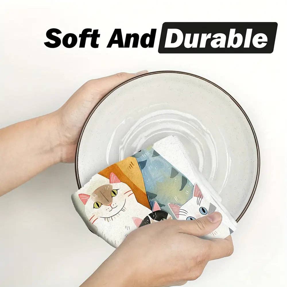 Huis Van Merken - Wholesale Hand Towel - 2pcs Whimsical Cat Abstraction Hand Towels - Ultra-Soft, Absorbent & Machine Washable3