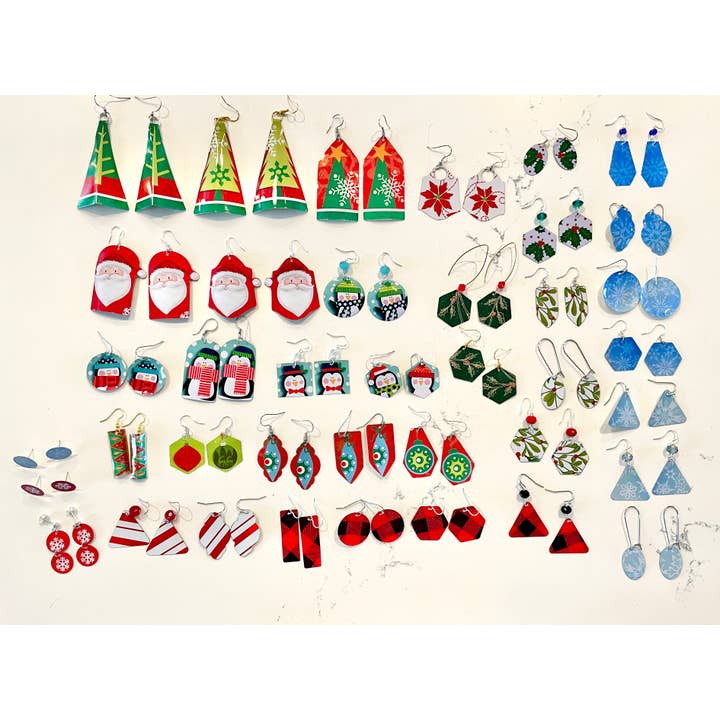 TTE Designs - Wholesale Dangle Earrings - Recycled Tin Holiday Earrings