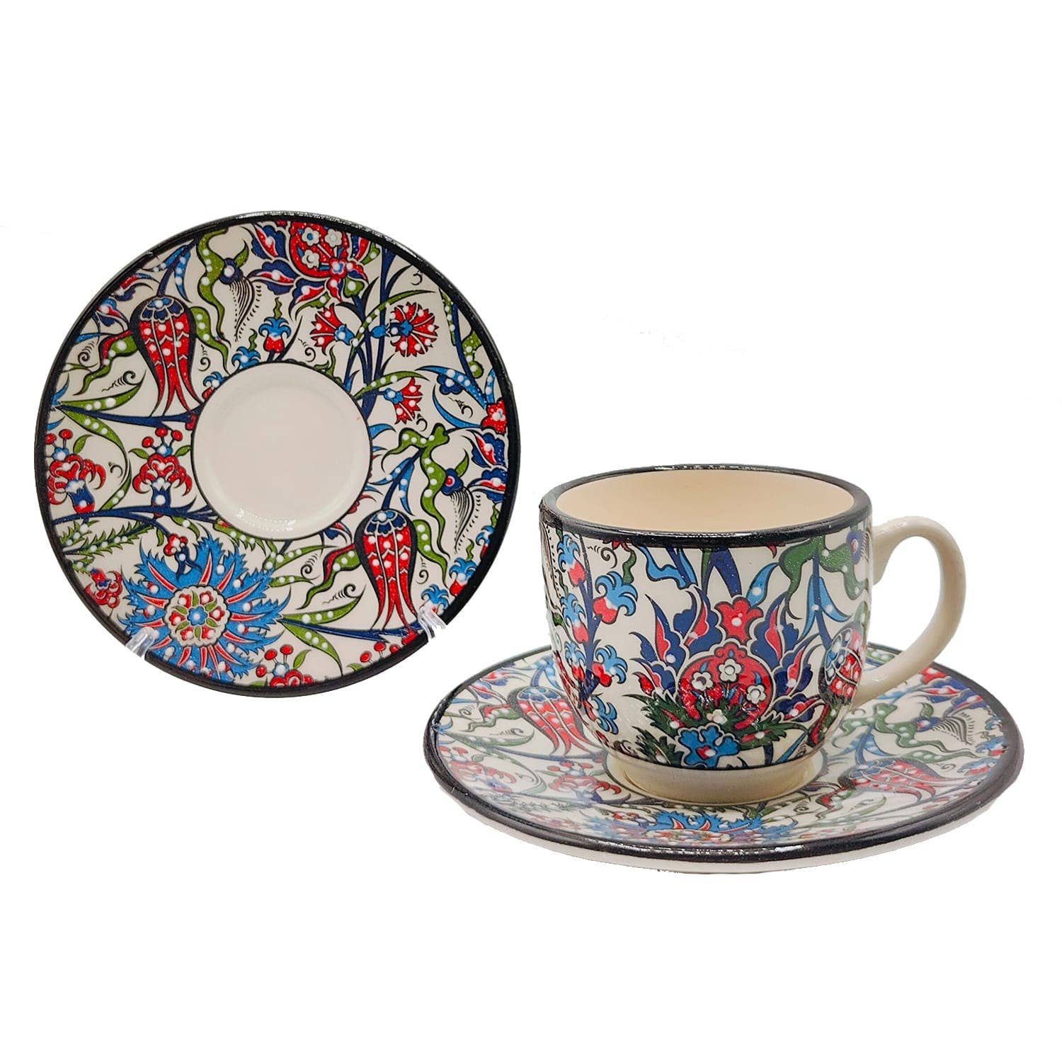 Etnico del Mondo - Vente Tasse à café/thé - Ensemble de 6 Tasses à Café/Cappuccino en Céramique Turque Décorée #73