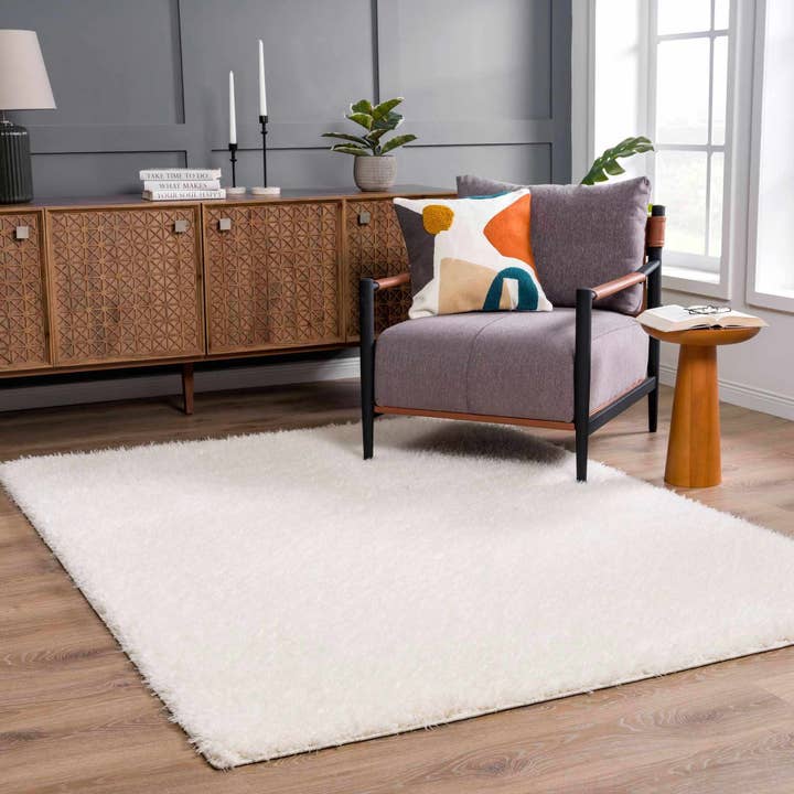 Hauteloom - Wholesale Area Rug - Faina Solid Cream Shag Rug Washable4