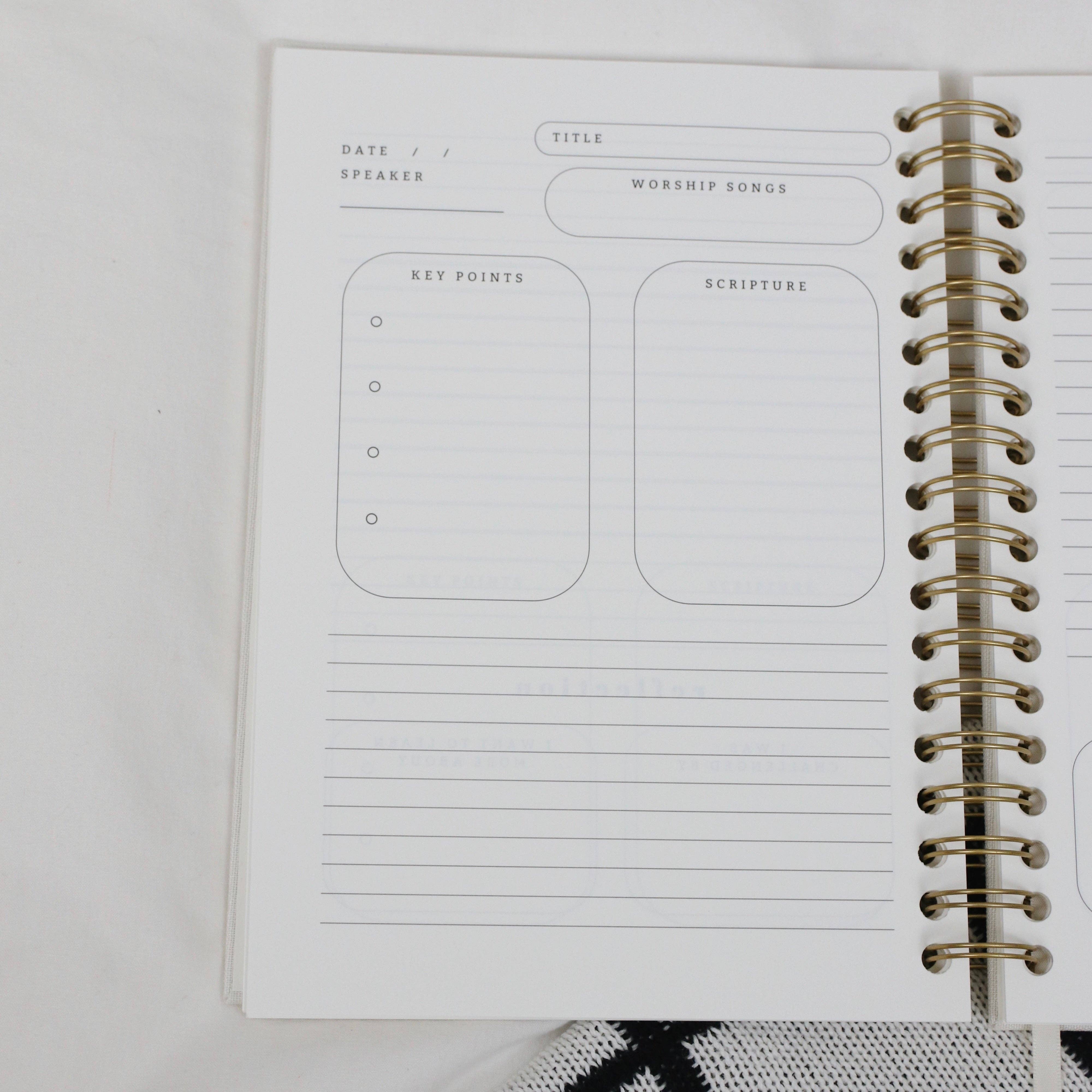 Steadfast and Sustained - Venta al por mayor Diario/agenda - Diario de Notas de la Iglesia - Espiral de Lino, Tamaño Grande (7 x 10")1