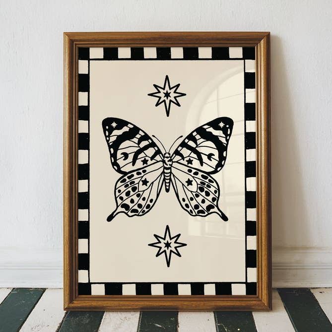 Impression d'art Papillon à damier pour la vente par Steph Marie Art
