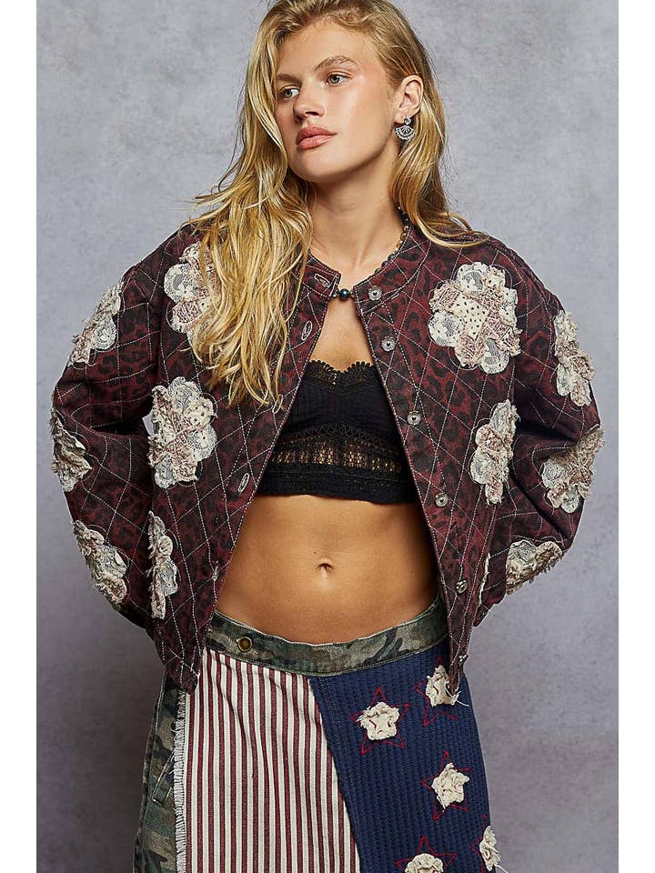 Pol Clothing - Wholesale Jacket - Women's - Mock neck balloon sleeve oversized fit quilted Jacket16